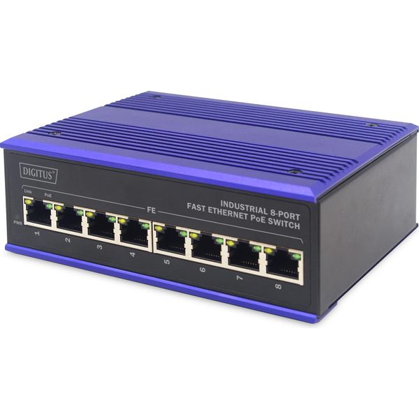 Digitus DN-650108 Digitus Industrieller 8-Port Fast Ethernet Poe Switch-image