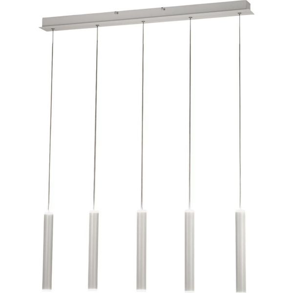 Lampada A Sospensione Prado 5 Luci Fabas Luce - Led 33 W Dimmerabile - Bianco Opaco Design Lineare-image