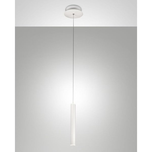 Lampada A Sospensione Singola Bianco Prado Di Fabas Luce - Led 6,5W Dimmerabile, Design Moderno-image