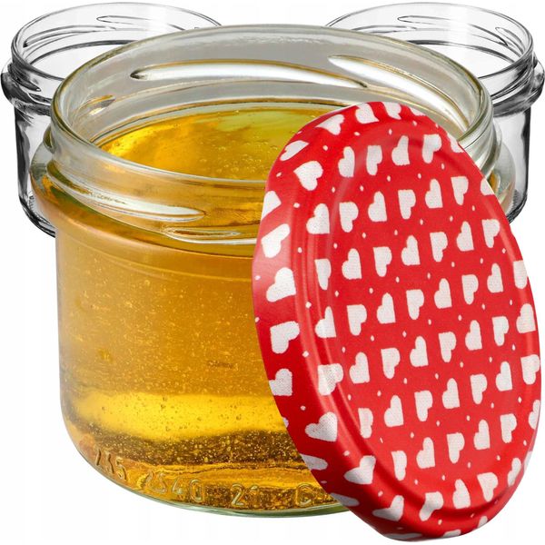 Kadax Barattoli Per Conserve Con Coperchio "Tartu"", Barattoli Per Conserve, 235Ml, 50 Pezzi, Motivo A Cuore"-image
