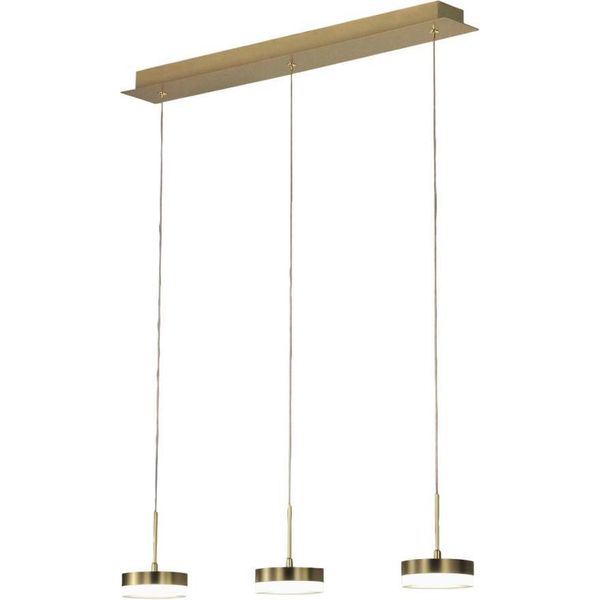 Lampada A Sospensione Dunk 3 Luci Fabas Luce - Led 24W Dimmerabile - Ottone Satinato Design Lineare-image