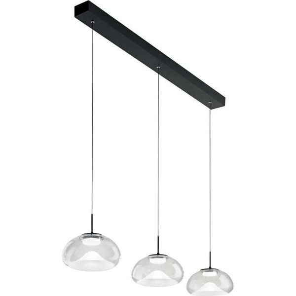 Brena - Lampadario A Sospensione 3 Luci Fabas Luce - Led 30W Dimmerabile - Trasparente Design Lineare-image