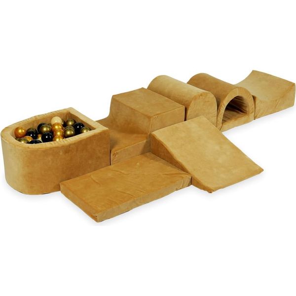 Il Più Grande Parco Giochi In Schiuma Con Pool Micro Velvet Soft Caramel + 100 Palline: Beige, Oro Antico, Oro, Nero-image