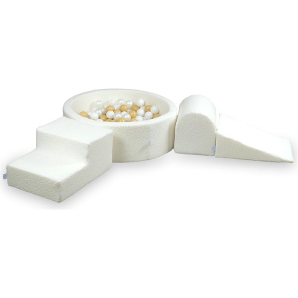 Parco Giochi In Schiuma Con Piscina 90X30 Boucle White 200 Palline: Bianco, Madreperla, Beige-image