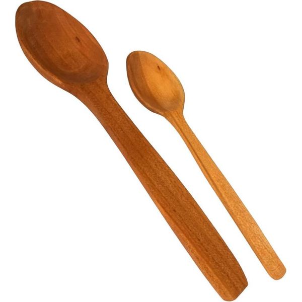 Cucchiaio In Legno Di Ciliegio Set Di 2 Medio | Cucchiaio Da Cucina In Legno | Cucchiaio Da Cucina Ecologico | Accessori Da Cucina Naturali-image