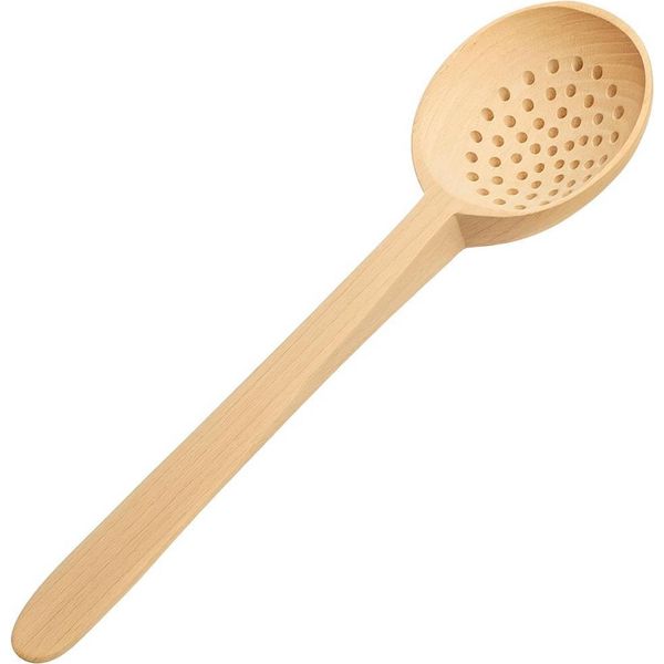 Cucchiaio Forato In Legno Mestolo 43 Cm | Cucchiaio Forato In Legno | Mestolo Forato In Legno | Spatola Da Cucina In Legno-image