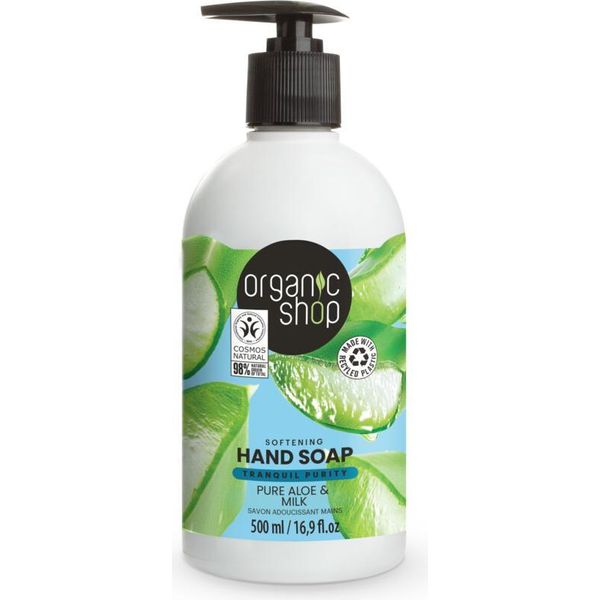 Organic Shop - Sapone Per Le Mani All'aloe E Al Latte - Lenitivo E Idratante - 500 Ml - 1 Barretta-image