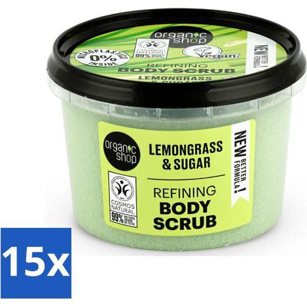 Organic Shop - Scrub Corpo Alla Citronella - Rinfrescante E Nutriente - 250 Ml - Confezione Risparmio - 15 Pezzi-image
