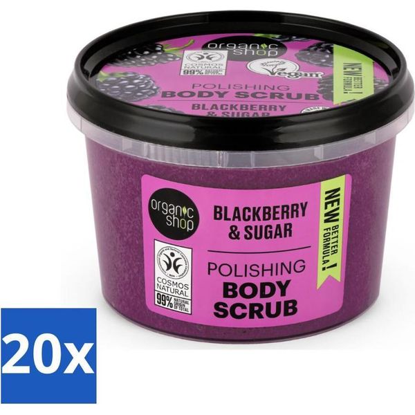 Organic Shop - Scrub Corpo Alla Mora - Rinfrescante E Idratante - 250 Ml - Value Pack - 20 Pezzi-image
