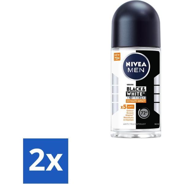 Nivea Men - Deodorante Roller - Black & White Ultimate Impact - 50 Ml - Vorteilspack - 2 StüCke-image