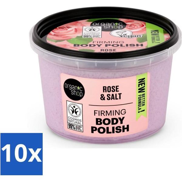 Organic Shop - Scrub Corpo Alla Rosa - Idratante E Nutriente - 250 Ml - Value Pack - 10 Pezzi-image