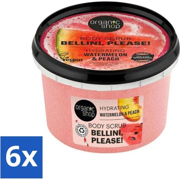 Organic Shop - Scrub Corpo Anguria & Pesca - Idratazione E Freschezza - 250 Ml - Value Pack - 6 Pezzi-image