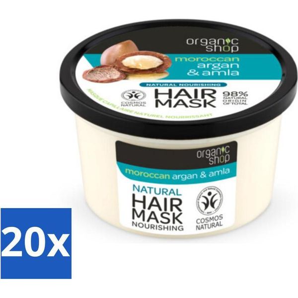 Organic Shop - Maschera Per Capelli Argan & Amla - Restitutiva E Nutriente - 250 Ml - Value Pack - 20 Pezzi-image