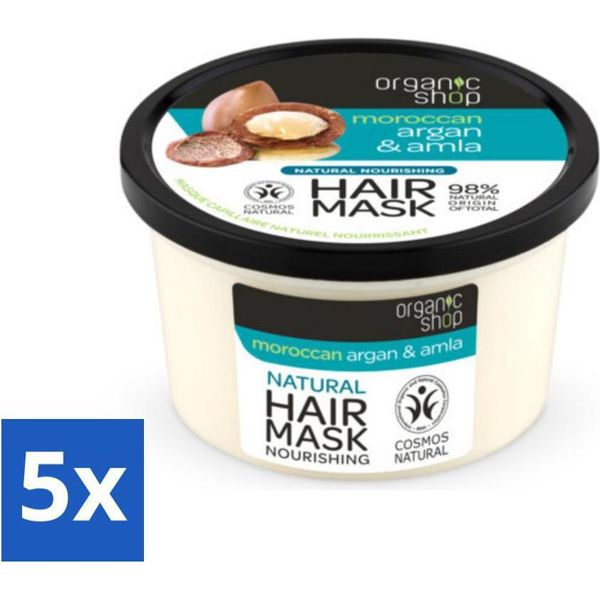 Organic Shop - Maschera Per Capelli Argan & Amla - Restitutiva E Nutriente - 250 Ml - Value Pack - 5 Pezzi-image