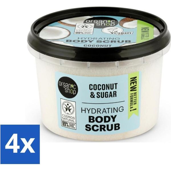 Organic Shop - Scrub Corpo Idratante Al Cocco - Nutrimento Profondo - 250 Ml - Value Pack - 4 Pezzi-image