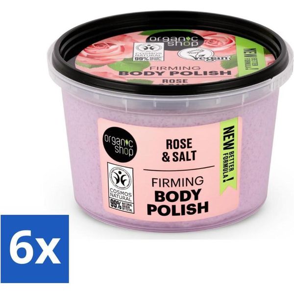 Organic Shop - Scrub Corpo Alla Rosa - Idratante E Nutriente - 250 Ml - Value Pack - 6 Pezzi-image