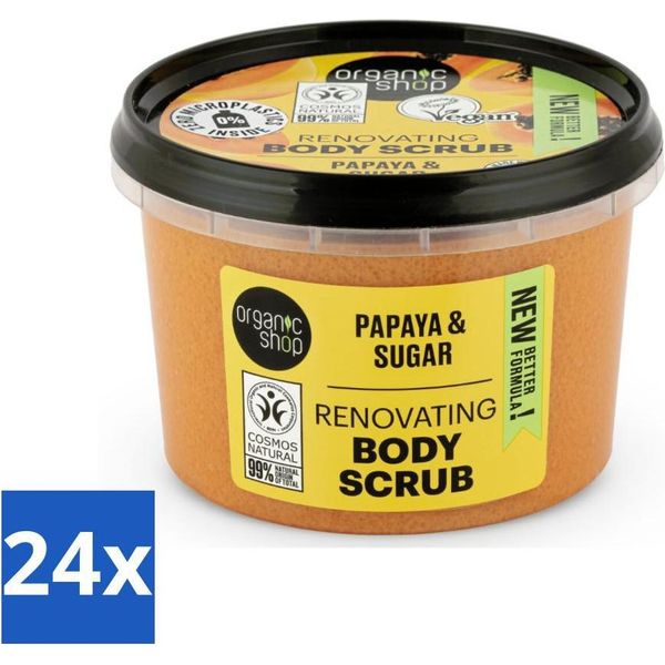Organic Shop - Scrub Corpo Alla Papaya - Esfoliante E Idratante - 250 Ml - Confezione Risparmio - 24 Pezzi-image