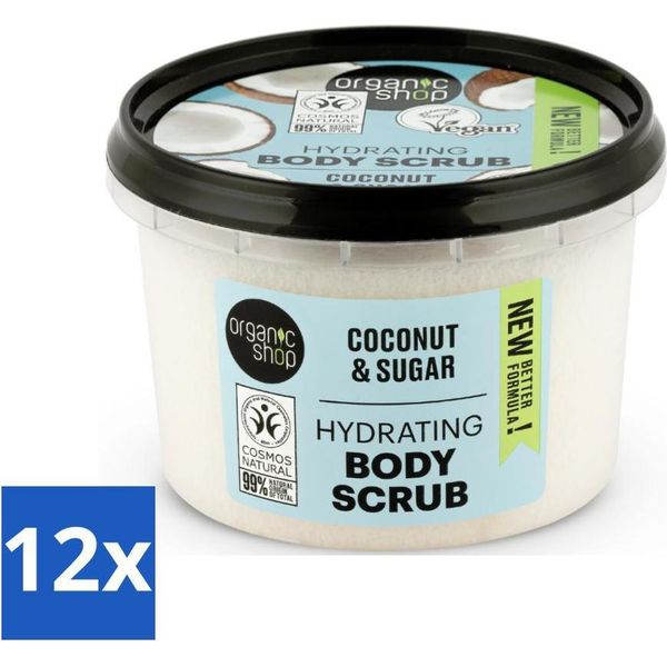 Organic Shop - Scrub Corpo Idratante Al Cocco - Nutrimento Profondo - 250 Ml - Value Pack - 12 Pezzi-image