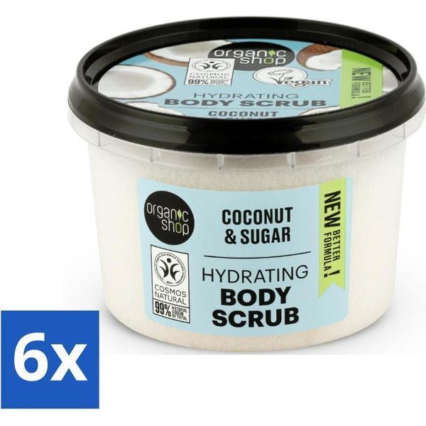 Organic Shop - Scrub Corpo Idratante Al Cocco - Nutrimento Profondo - 250 Ml - Value Pack - 6 Pezzi-image