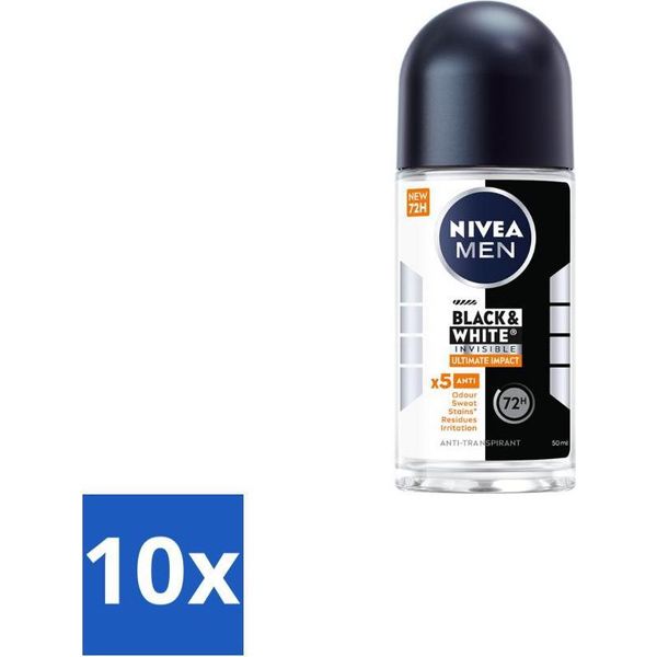 Nivea Men - Deodorante Roller - Black & White Ultimate Impact - 50 Ml - Vorteilspack - 10 StüCke-image