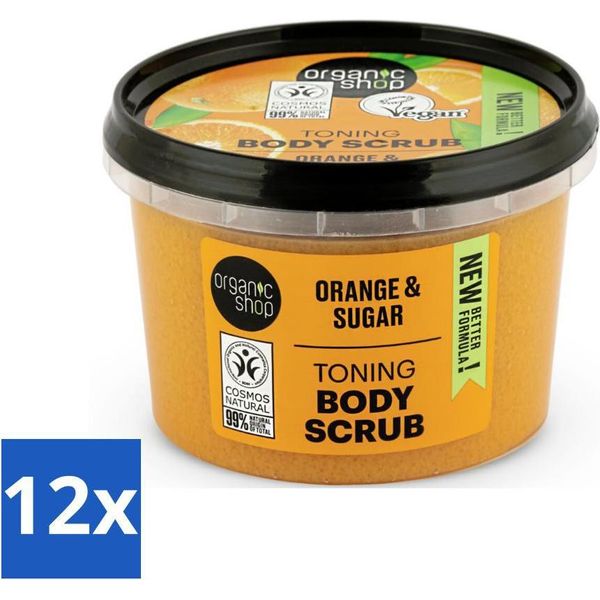 Organic Shop - Scrub Corpo All'arancia - Nutriente E Profumato - 250 Ml - Confezione Risparmio - 12 Pezzi-image