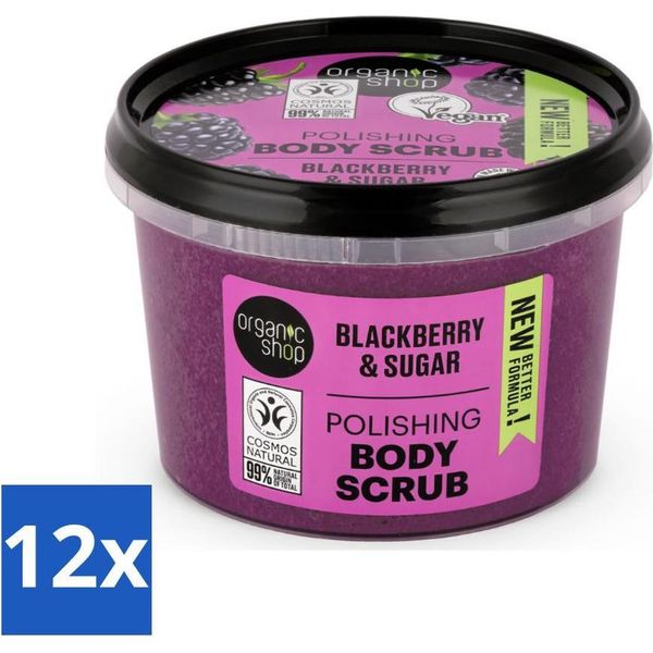 Organic Shop - Scrub Corpo Alla Mora - Rinfrescante E Idratante - 250 Ml - Confezione Risparmio - 12 Pezzi-image
