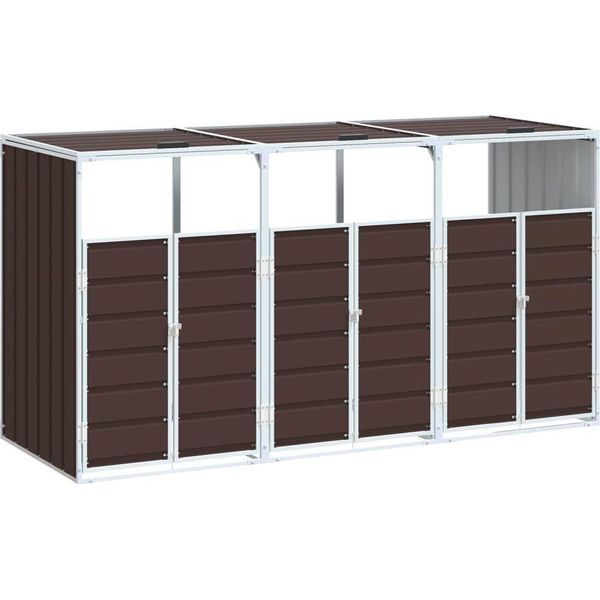 Vidaxl Contenitore Per Rifiuti Da 3 Tonnellate Marrone 216X81X115 Cm Acciaio-image