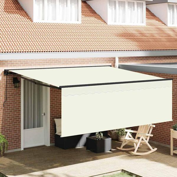 Vidaxl Tenda Da Sole Retrattile Crema 400 × 300 Cm In Poliestere-image