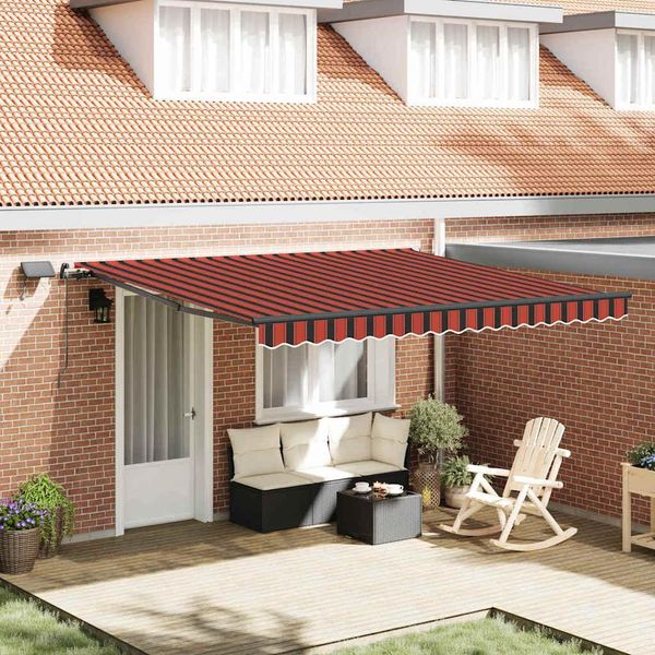 Vidaxl Tenda Da Sole Retrattile Arancione E Marrone 400 X 350 Cm In Tessuto-image