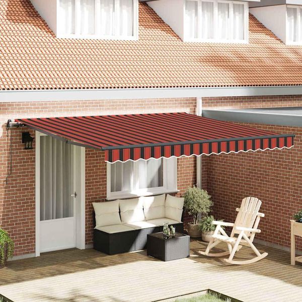 Vidaxl Tenda Da Sole Retrattile Arancione E Marrone 400 X 350 Cm In Tessuto-image
