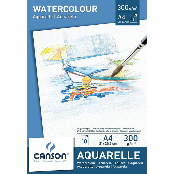 Canson Blocco Di Carta Per Acquerello Din A4 300 G/M² Bianco 10 Fogli-image