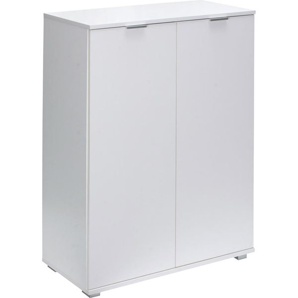 Casaria® Cassettiera Alba 2 Ante Con Ripiani 71X101X35 Cm Comò Armadietto Ufficio Mobiletto Bianco-image
