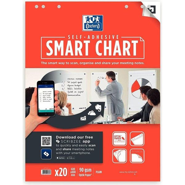 Blocco Per Lavagna A Fogli Mobili Smart Chart Autoadesivo 60X80Cm 20 Fogli 90 Gsm Vuoto Confezione Da 3-image