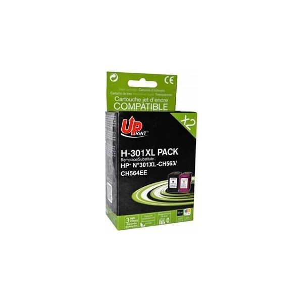 Inchiostro Compatibile Uprint Con CH563EE+CH564EE, Hp 301XL, H-301XL-PACK, Nero+Colore, 20+18Ml-image