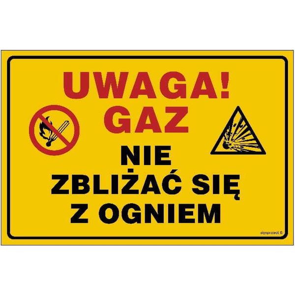 Attenzione! Gas, Non Avvicinarsi Al Fuoco Segnale 20 X 15 Cm Fn Pellicola Autoadesiva-image