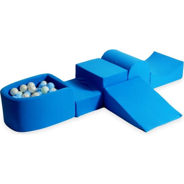 Parco Giochi In Schiuma Con Collina E Piscina Micro Blu + 100 Palline: Azzurro, Menta Chiaro, Madreperla, Opalescente-image