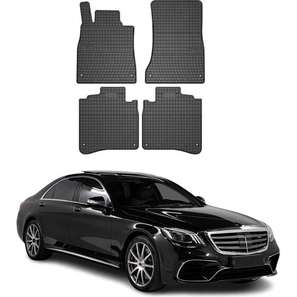 2013-2020 Mercedes Classe S W222 Tappetini In Gomma Nera 4 Pezzi-image