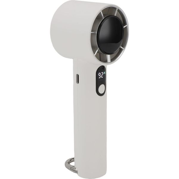 Ventilatore Portatile A Mano 5 Velocità Regolabile Silenzioso Ricaricabile Display Digitale Mini Ventilatore Tascabile Per Viaggio Spiaggia Campeggio All'aperto Bianco-image