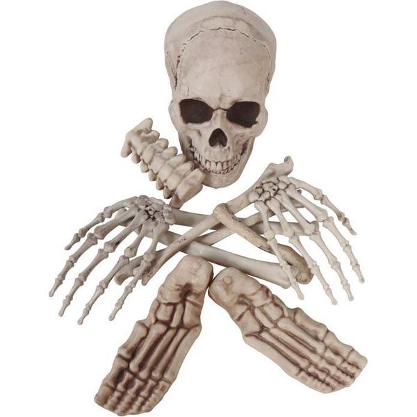Scheletro Decorazione Halloween Spaventoso Teschio Osso Set Festa, Colore: Beige-image