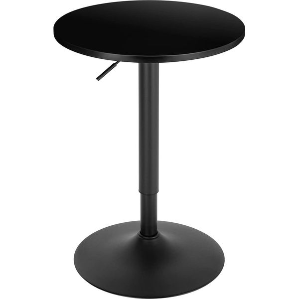 Happyment Tavolo Bar Rotondo - Nero - Per Interni - Cucina - Legno - Metallo - Regolabile In Altezza - 52X52X70-92Cm-image
