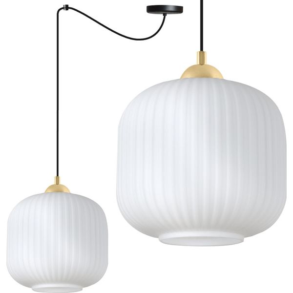 Lampada A Sospensione Riffle Spider Nero-Oro A 1 Luce Con Paralume Cilindrico Bianco 20 Cm E27 - Lampada Elegante Per L'illuminazione Di Interni Moderni-image