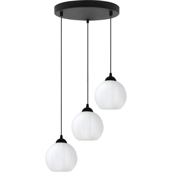 Lampada A Sospensione Costa Nera A 3 Luci Con Globi Bianchi E27 Ow - Luce A Sospensione Elegante Per L'illuminazione Di Interni Moderni-image