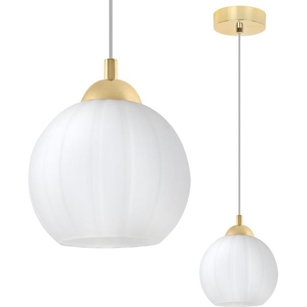 Lampada A Sospensione Costa Oro 1 Luce Bianco Sfera E27-image
