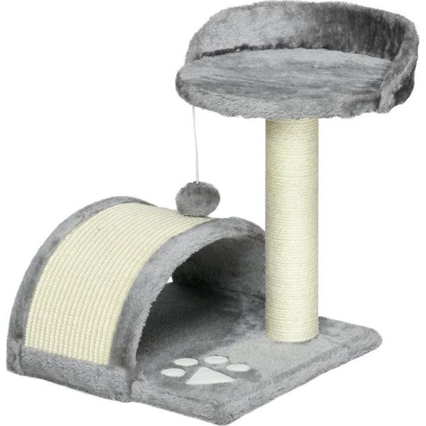 Fortuna Lai Tiragraffi 46 Cm Piccola Torre Per Gatti Con Cuccia, Pallina, Corda Di Sisal, Piattaforma Rialzata, Tiragraffi, Albero Per Arrampicarsi, Per Gatti Fino A 4 Kg, Grigio-image