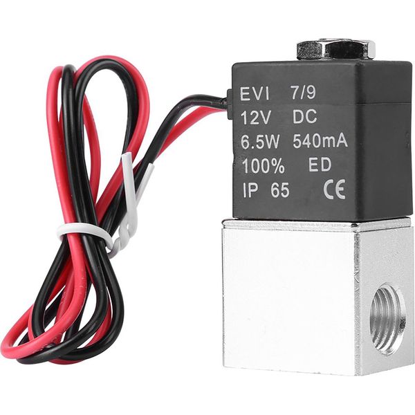 Valvola Pneumatica Elettrica In Alluminio A Solenoide 12V Dc 1/4" 2 Vie Normalmente Chiusa"-image