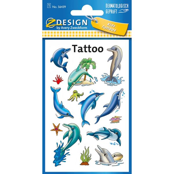 Avery Zweckform 56439 Zdesign Kids Tatuaggi Per Bambini "Delfini"", Colorati"-image