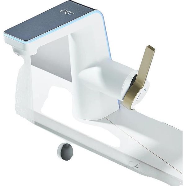 Rubinetto Per Lavabo, Funzione Luce Led, Doccetta A Doppia Funzione, Bianco-image