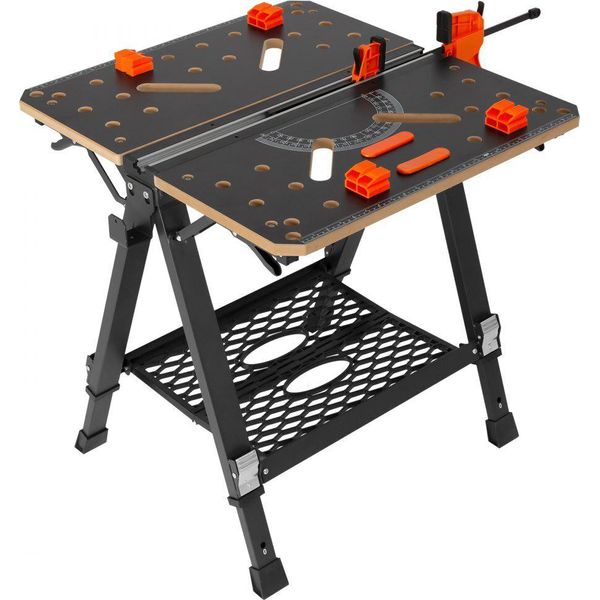 Tavolo Da Lavoro E Di Serraggio - Portata 454 Kg - Ampia Superficie Di Lavoro 70X65 Cm - Pieghevole - Altezza Regolabile 60-92 Cm - Piano Di Lavoro In Mdf Telaio In Acciaio Q195 Tavolo Da Lavoro - Segatura, Levigatura, Pulizia.-image