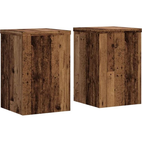 Vidaxl Supporto Per Piante 2 Pz. Aspetto Legno Recuperato 25X25X35 Cm Materiale A Base Di Legno-image