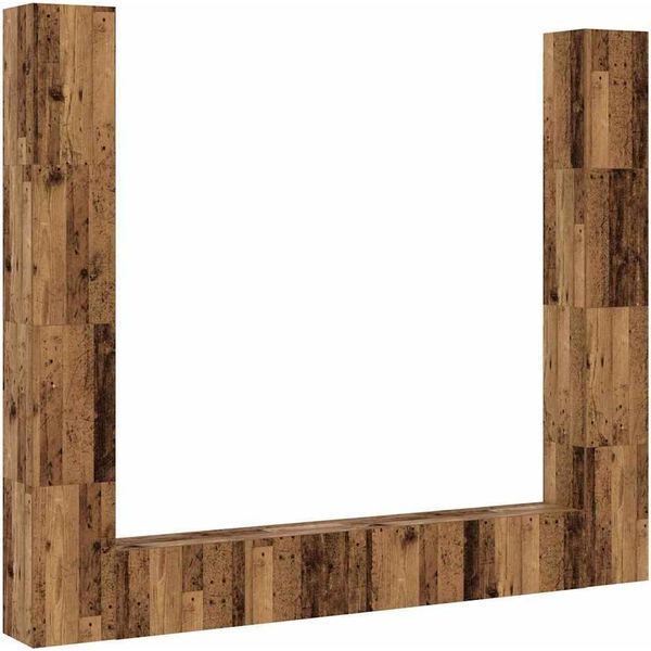 Vidaxl Mobili Tv A Parete 6 Pz. Materiale A Base Di Legno Di Recupero-image